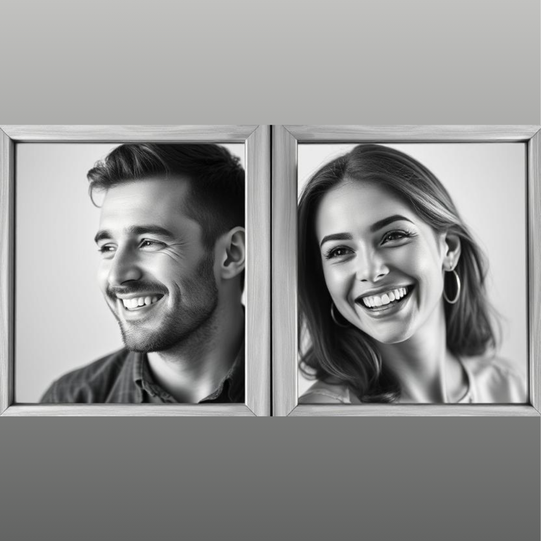 Girl and Guy smiling in 2 frames